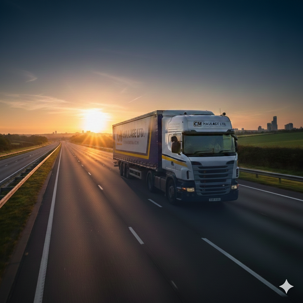 CM Haulage fleet on UK motorway
